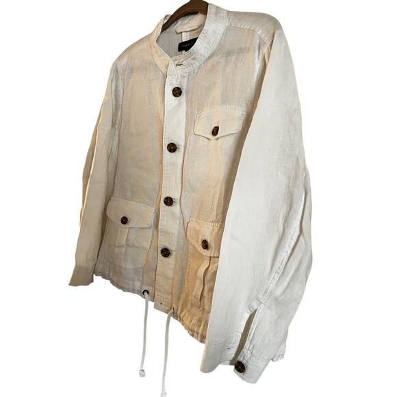 Talbots Women’s 100% Linen Shacket Long Sleeve Button Up Jacket Shirt White L - Picture 3 of 6